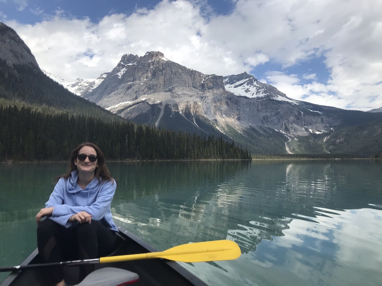 girl kayaking in yoho national park