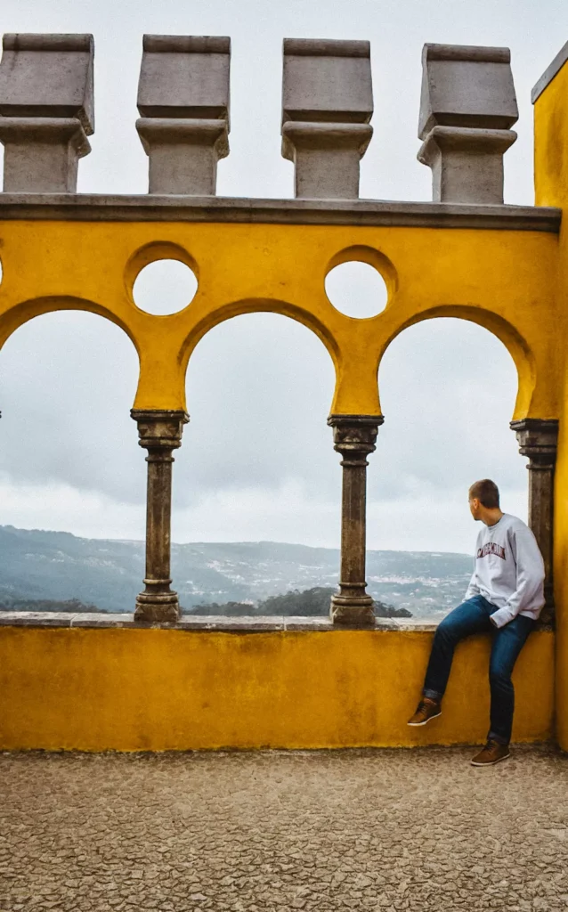 Guy looking out from Pena Palace