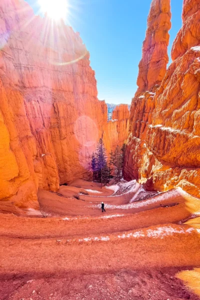 woman walking on navajo loop in bryce