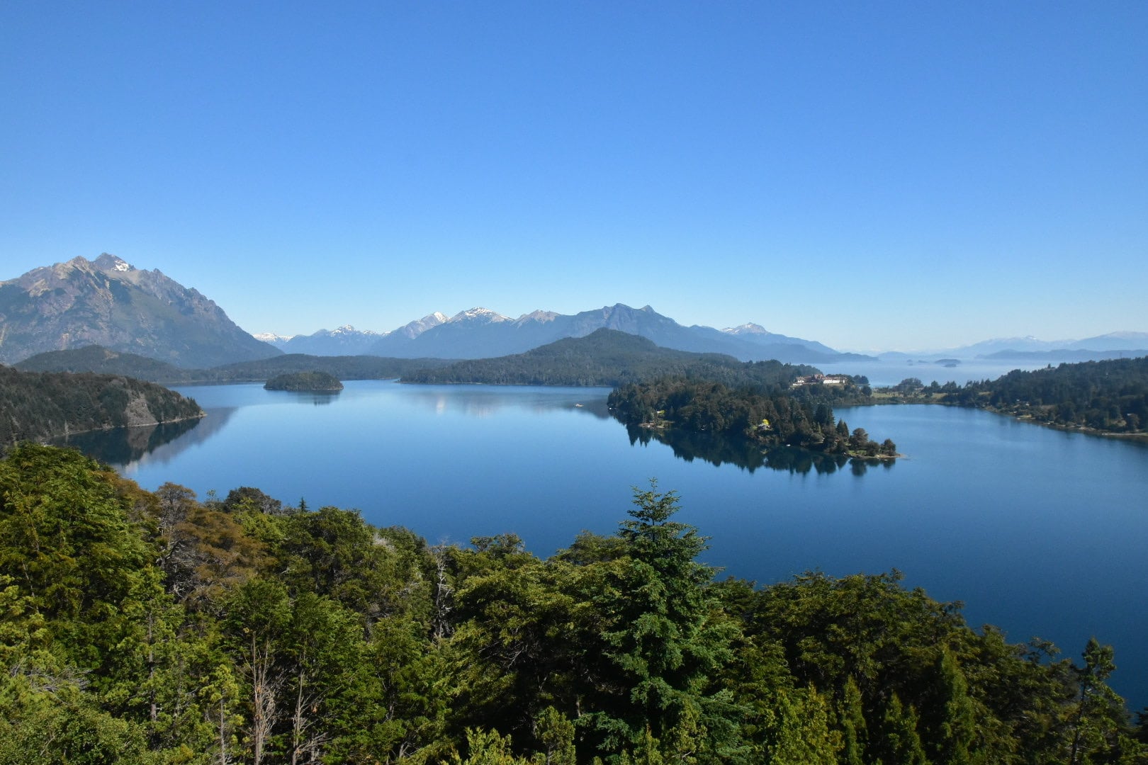 Views over Bariloche with mountains and lake