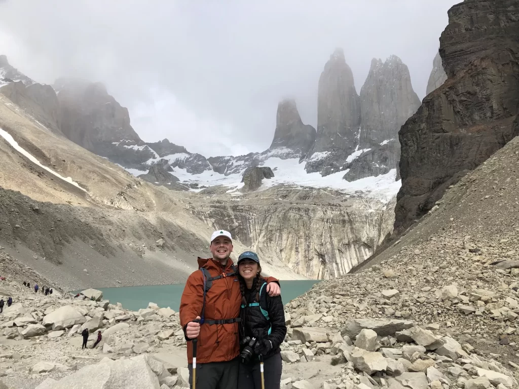 couple at base of the towers