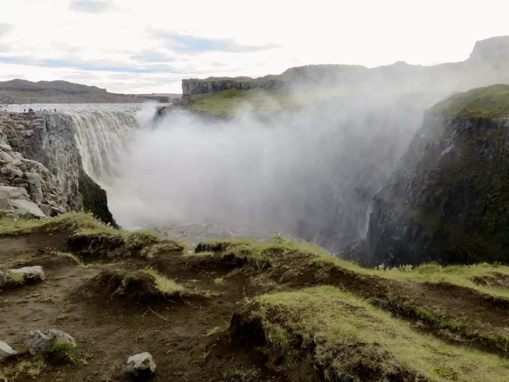 Powerfull falls gushing and misting in Dettifoss, along the Iceland Ring Road