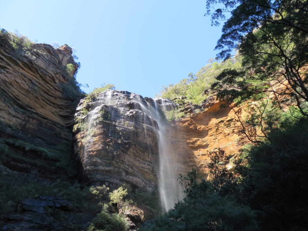 Wentworth Falls coming over cliffside
