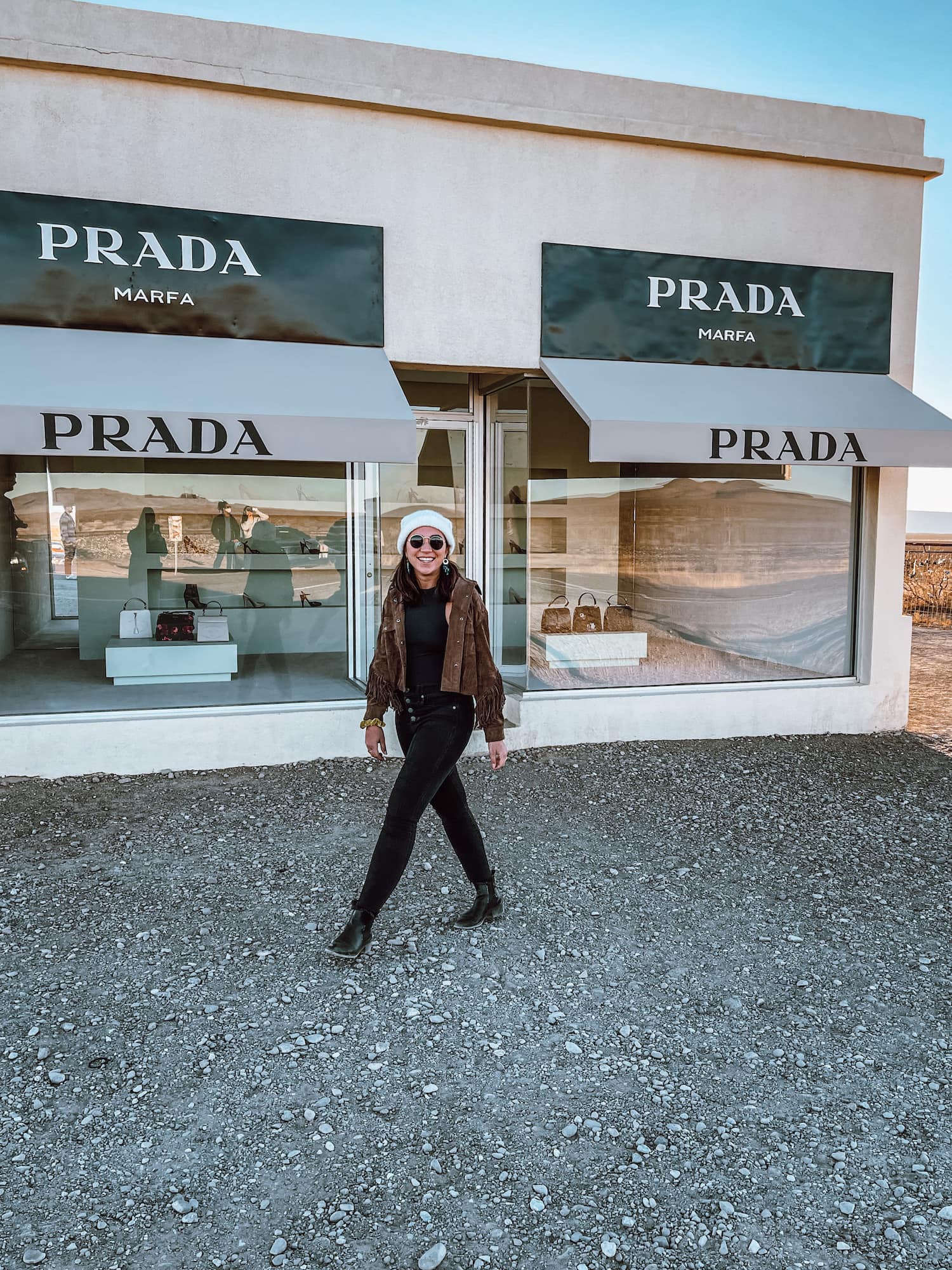 Girl in front of Prada Marfa