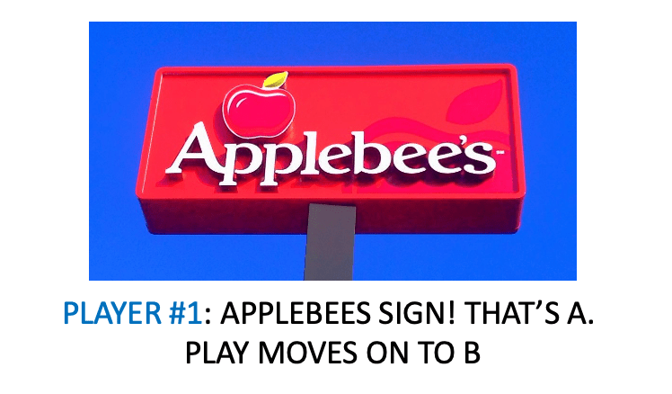 Applebees Sign with text underneath
