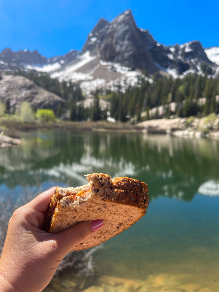 PB&J sandwich in front of sundial peak