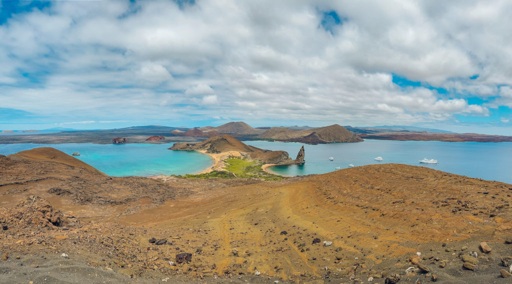 panorama of Bartolome island, galapaos islands vacation