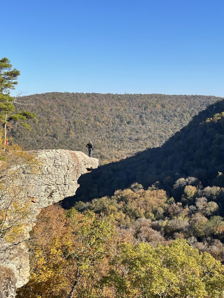 Standing on Whitaker Point looking out on the fall foliage in the ozarks