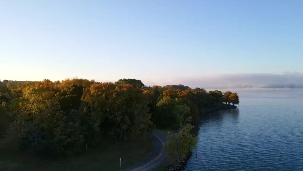 Drone shot of the Ozarks