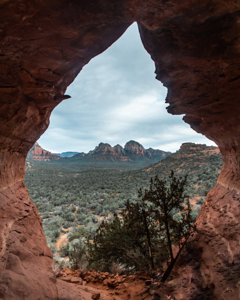 birthing cave with opening out on sedona