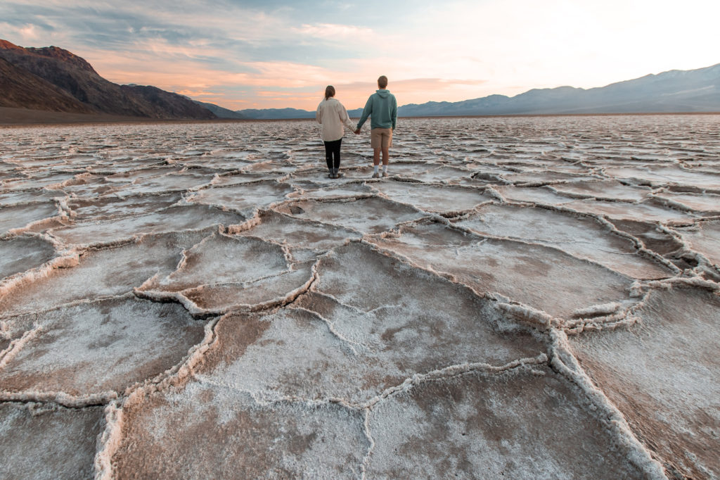 dylan and i holding hands at badwater basin