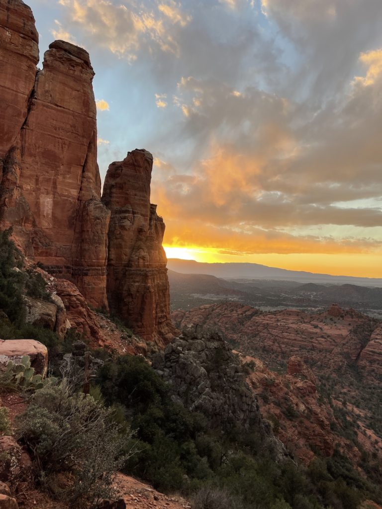 sunset over Cathedral Rock trail