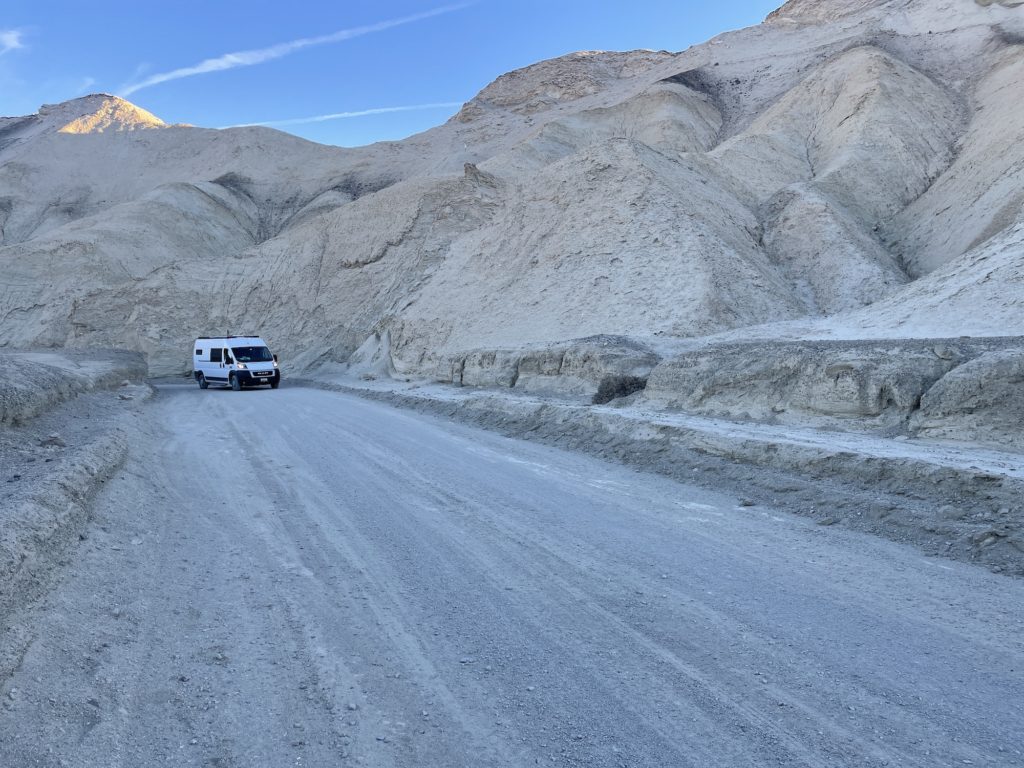 Van driving in Twenty Mule team canyon