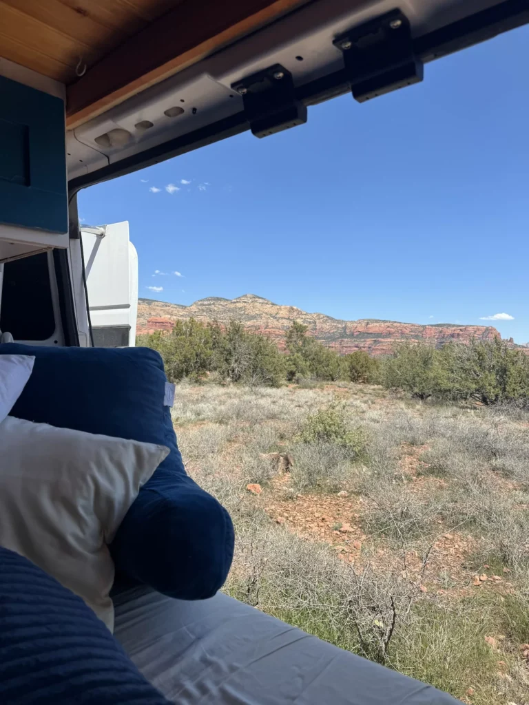 views out of van of Sedona Red Rocks