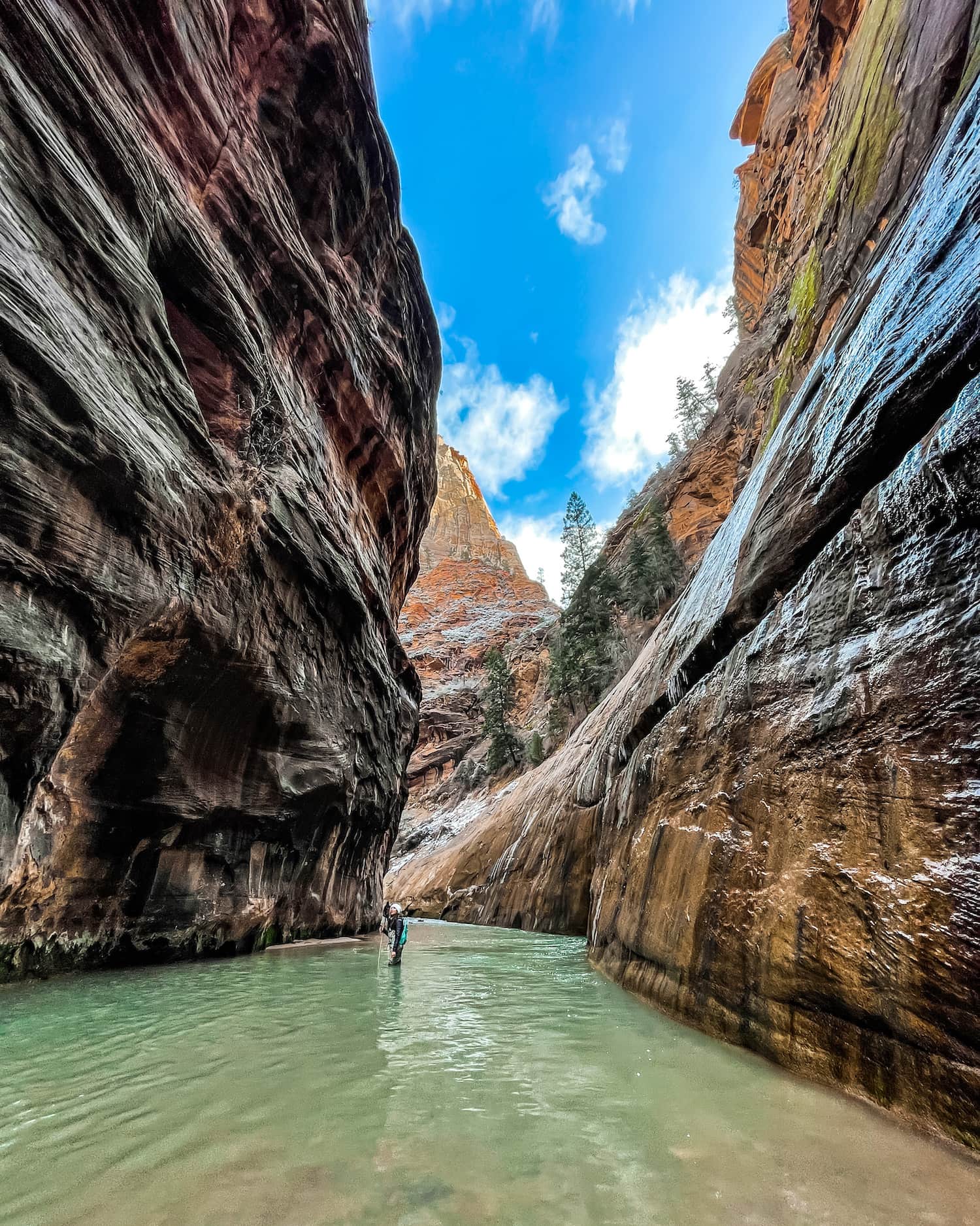 Me standing in the Narrows with gear; zion national park itinerary cover