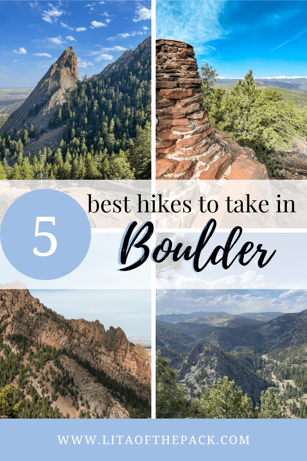 four pictures of hikes in boulder