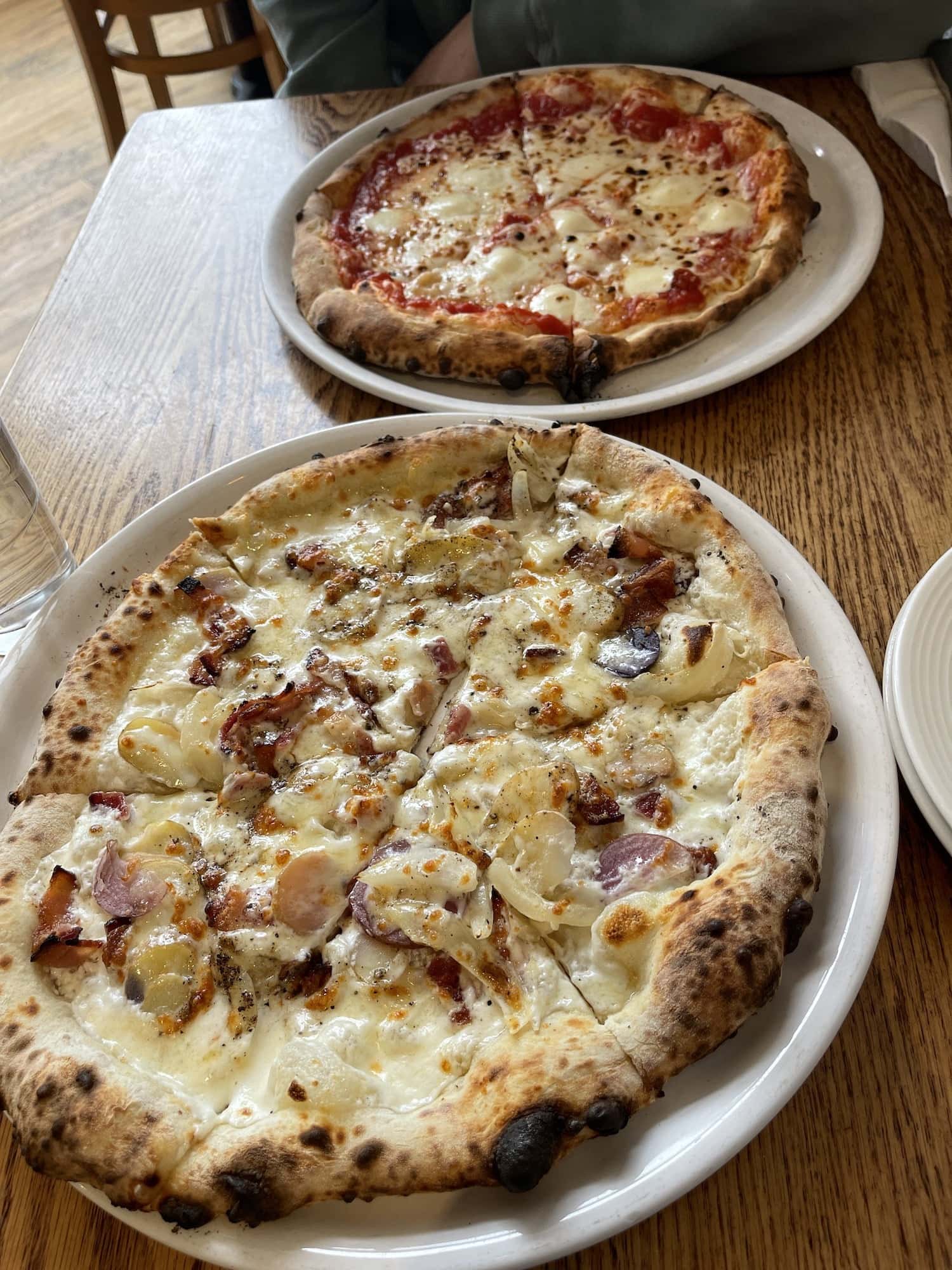 two pizzas from crosscut pizza