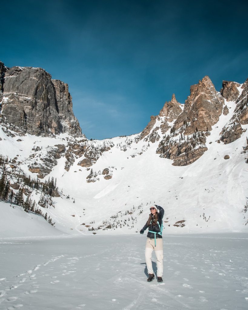 girl enjoying views at emerald lake