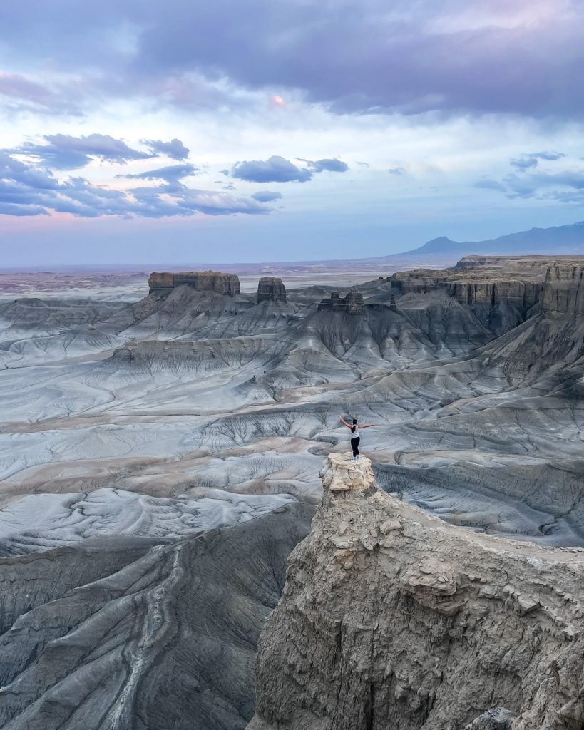 girl on moonscape overlook