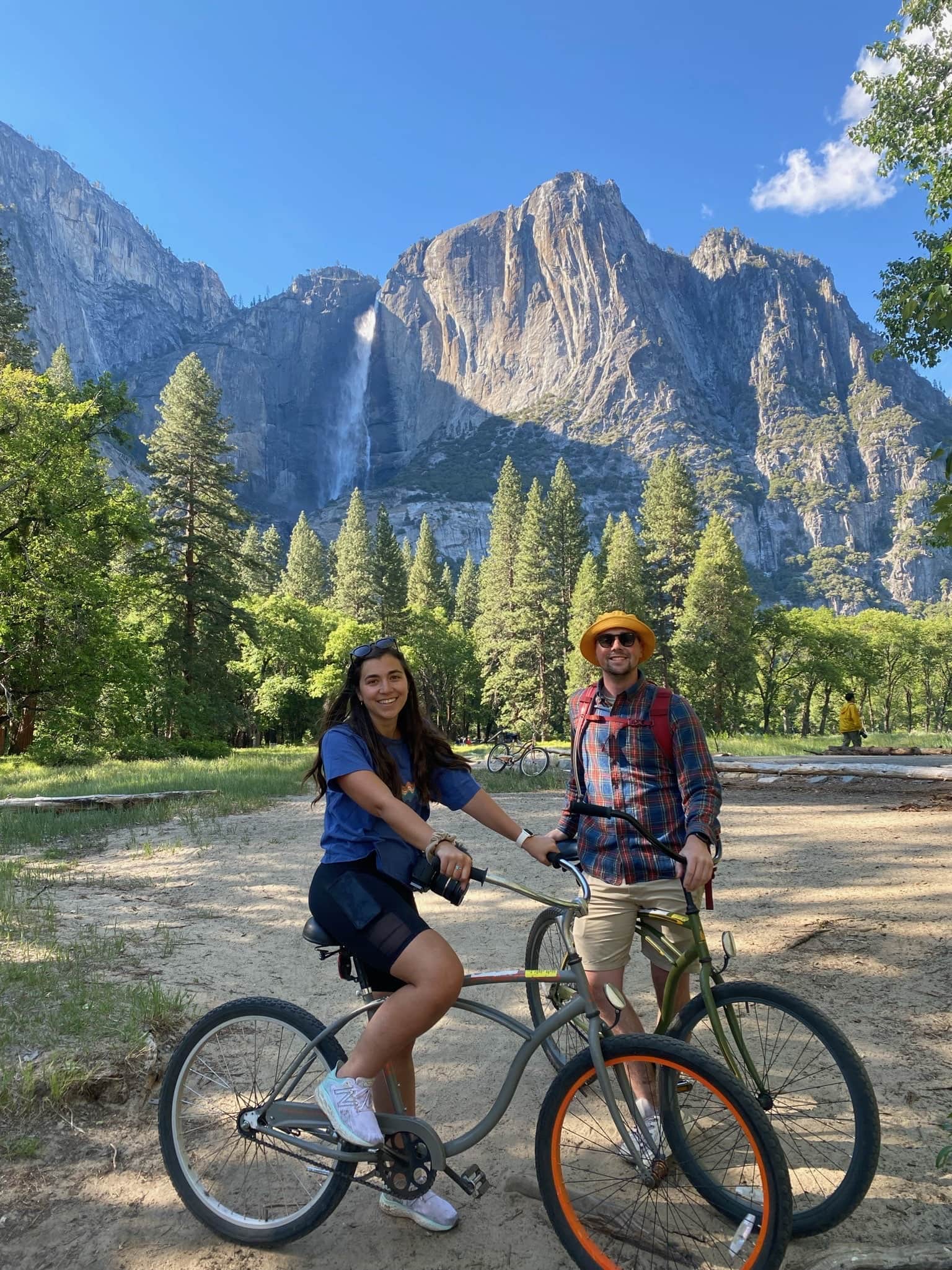 boy and girl on bikes in Yosemite Valley