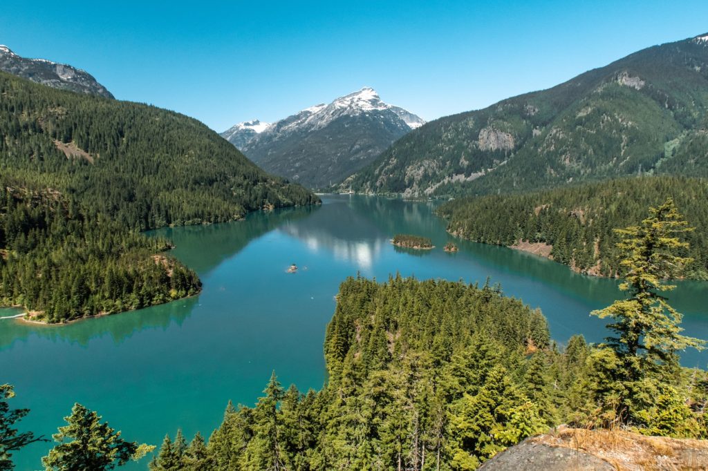 view of diablo lake from thunder knob