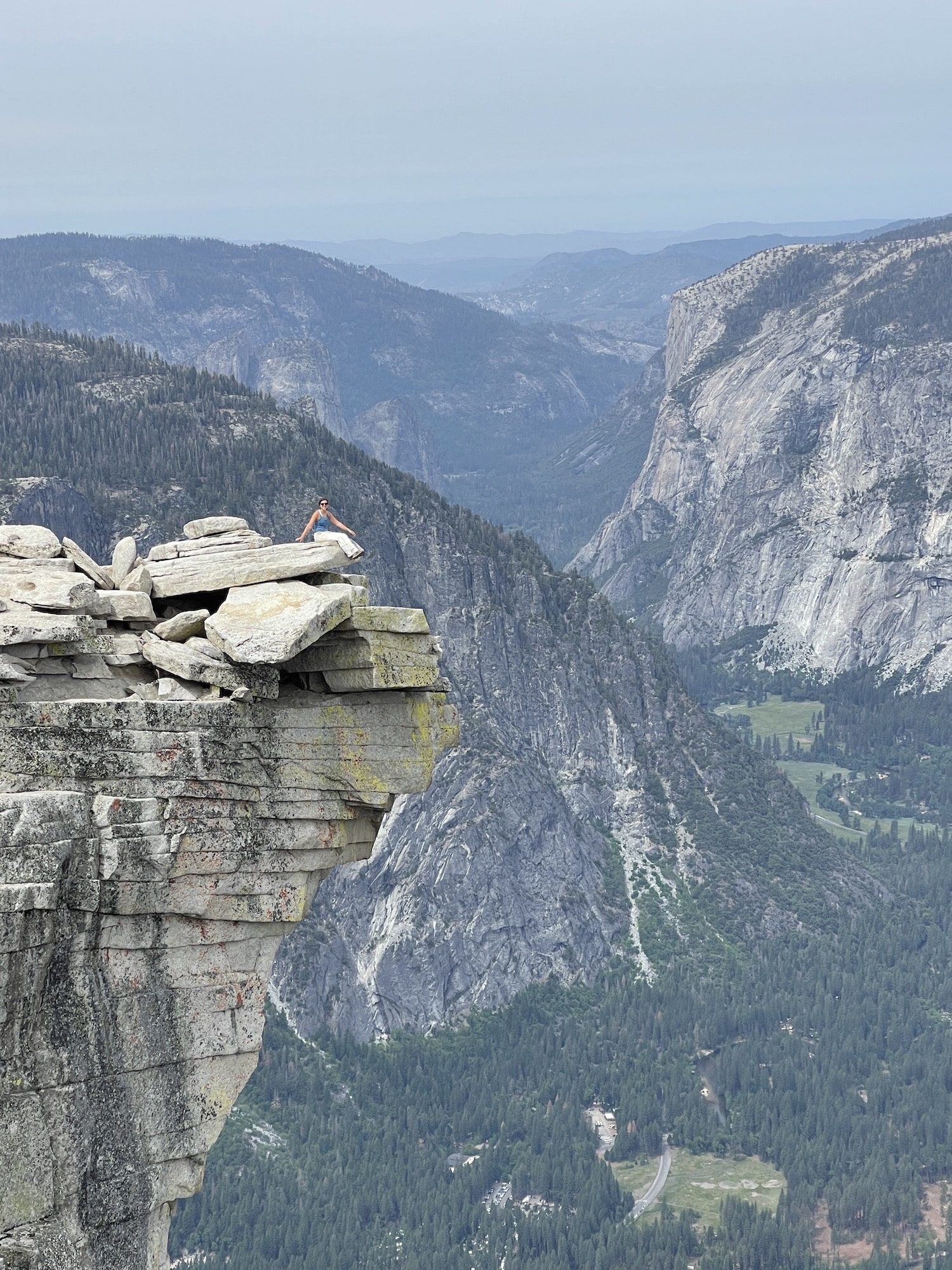 girl on diving board at half dome