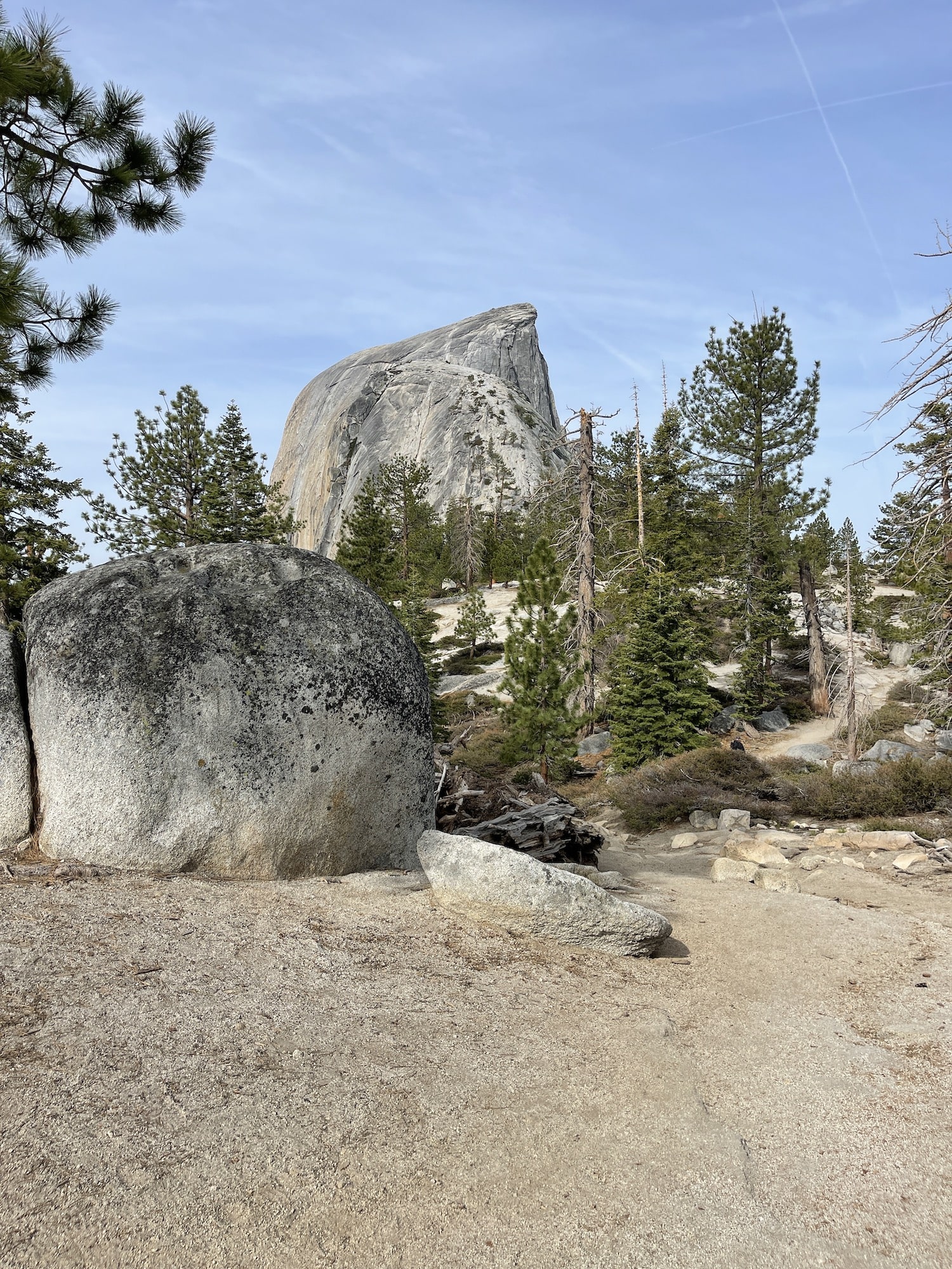 views of half dome from the trail