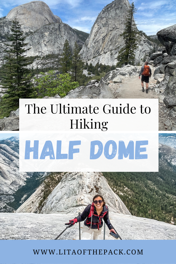 two pictures of half dome cable hike