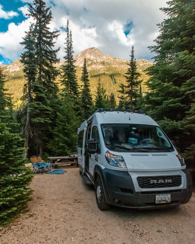 van at campground in north cascades