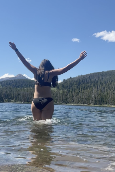 girl swimming in sureshot lake