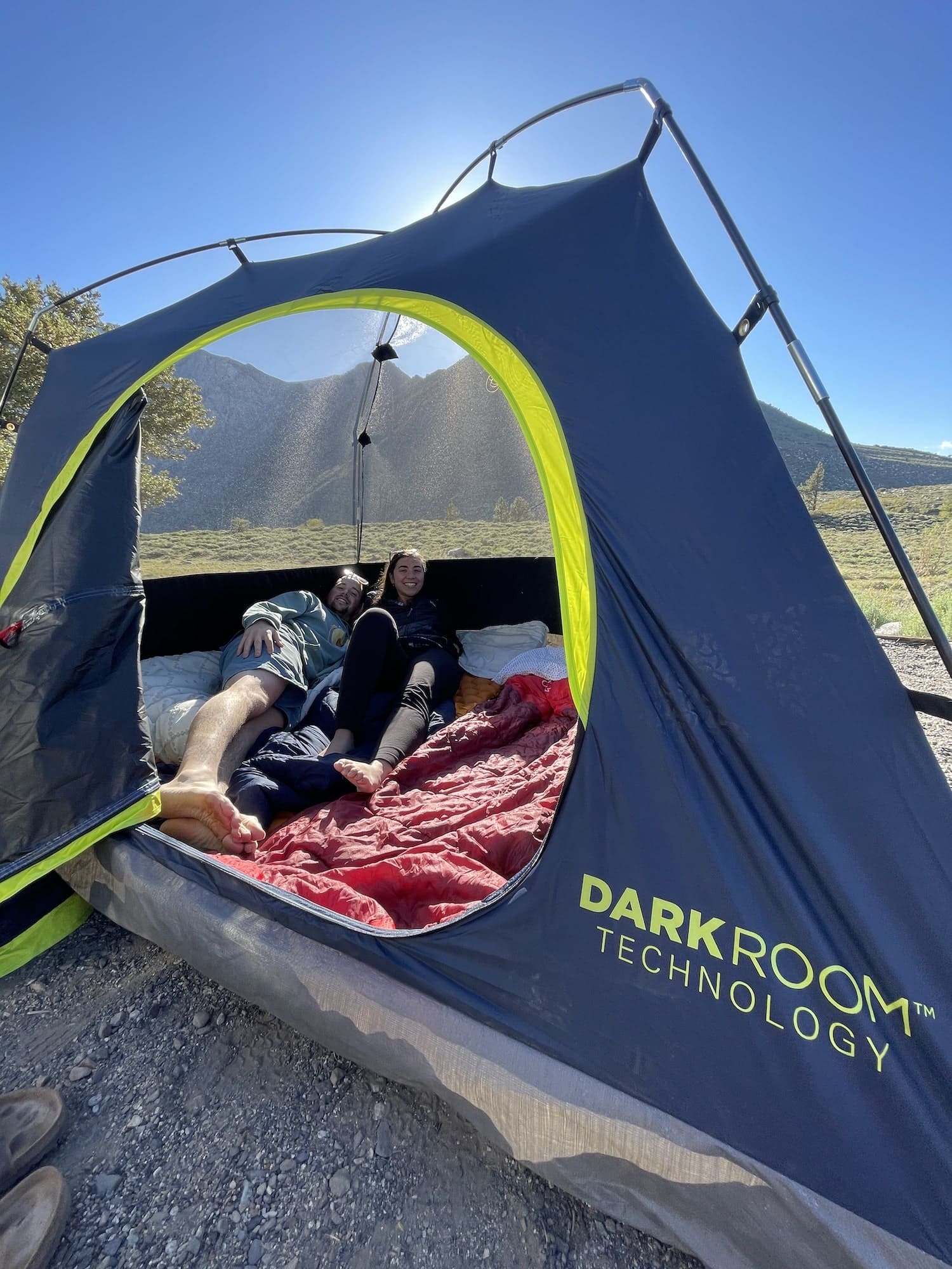 two people camping at convict lake