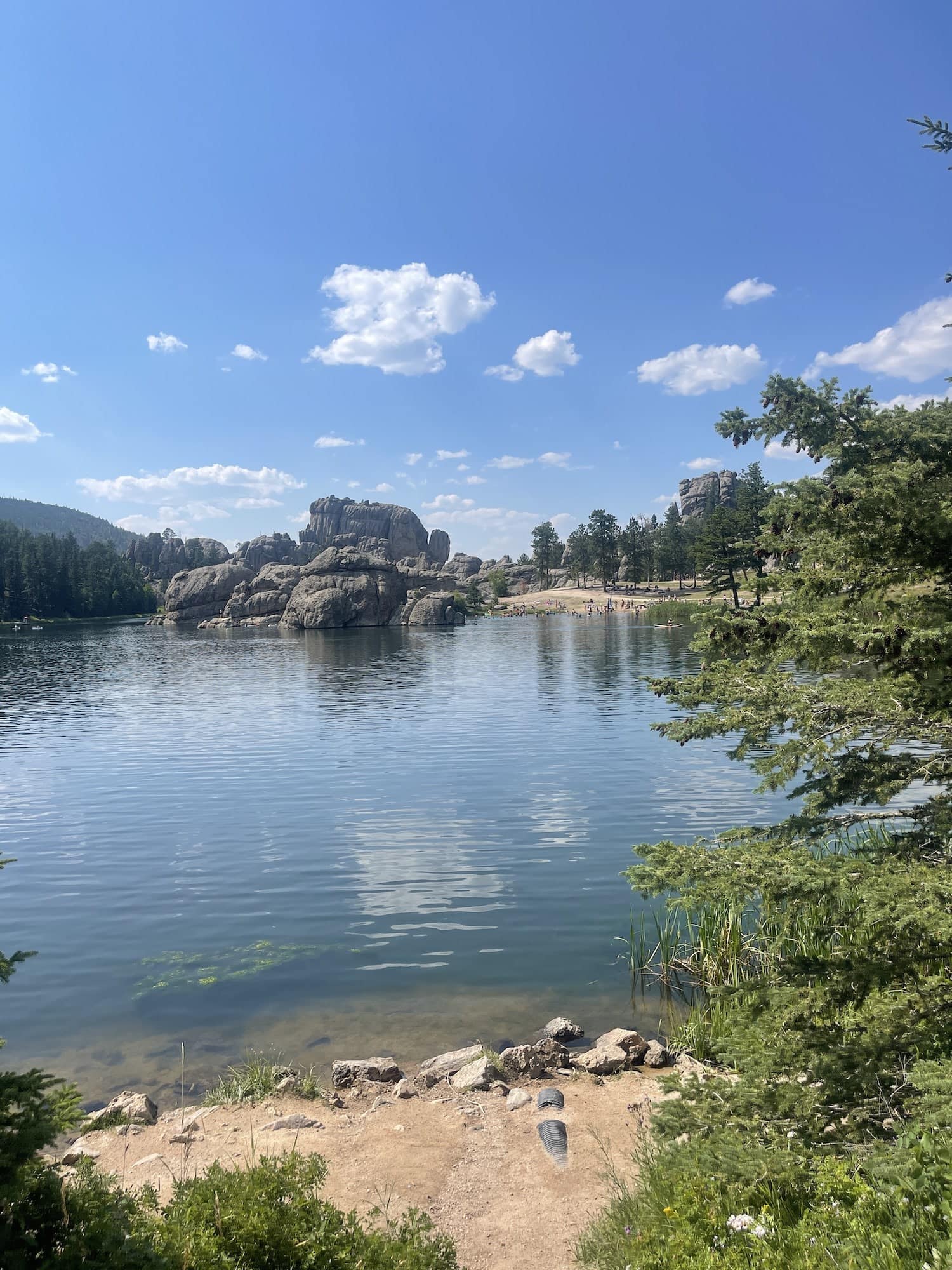 Sylvan Lake with boulders around it