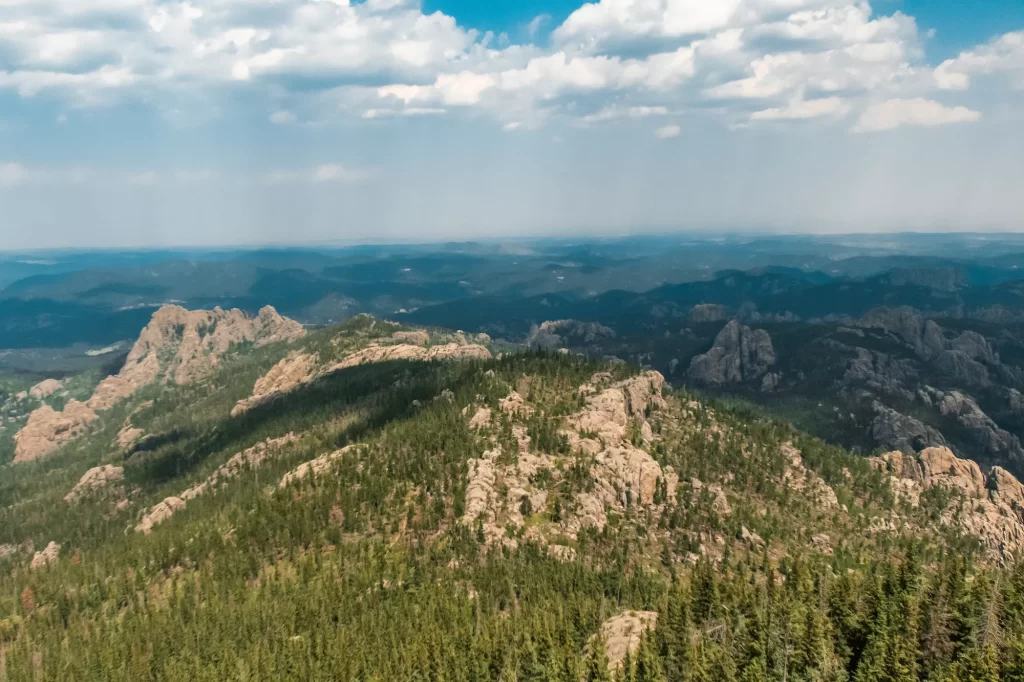 views of black hills from the top of black elk peak