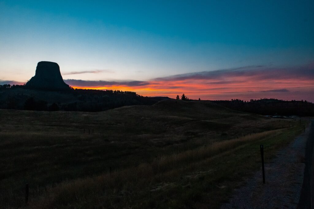 sunset at devils tower