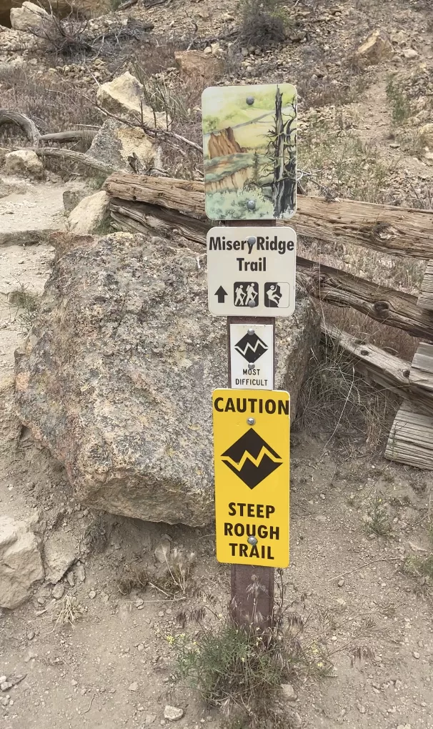 Misery Ridge trailhead sign