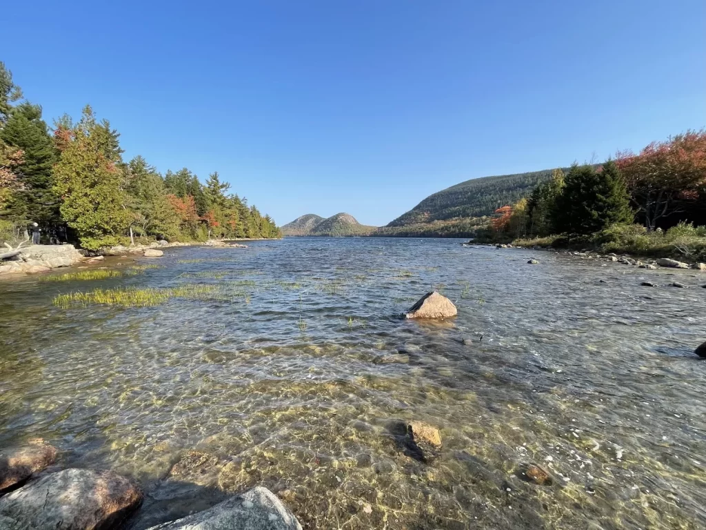Jordan Pond with the bubbles behind in Acadia