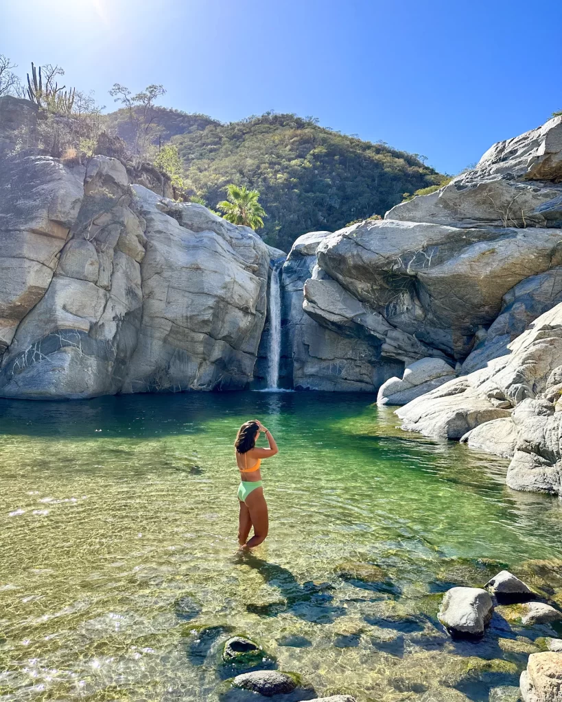 girl at canon de la zorra waterfall