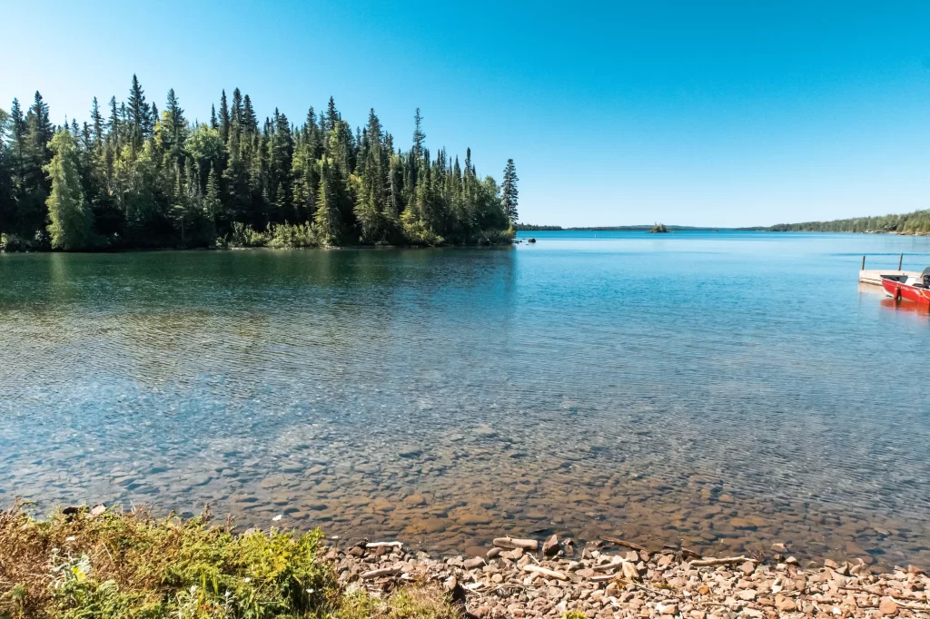 blue waters of the shores of isle royale near rock harbor