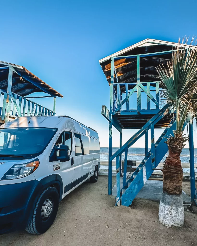 van at palapa in San Felipe