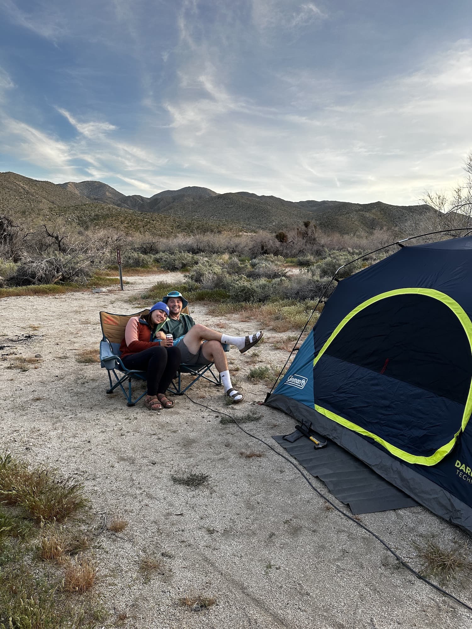 two people camping in Anza Borrego