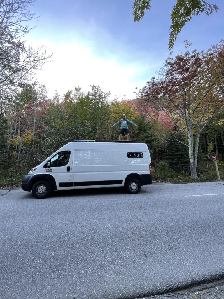 van on Park Loop Road in Acadia National Park