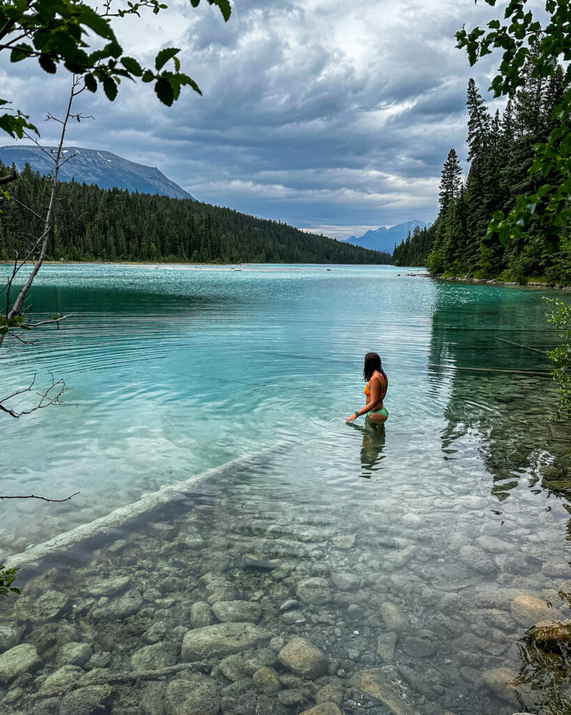 girl in lake one at Valley of the 5 Lakes