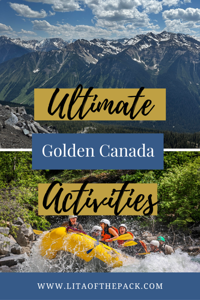 Two pics of Golden activities Kicking Horse Mountain and rafting