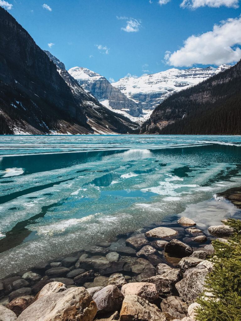 Lake Louise with ice on the surface