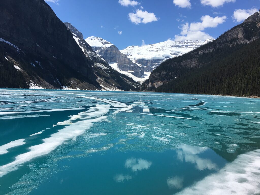 Lake Louise with some ice on the surface