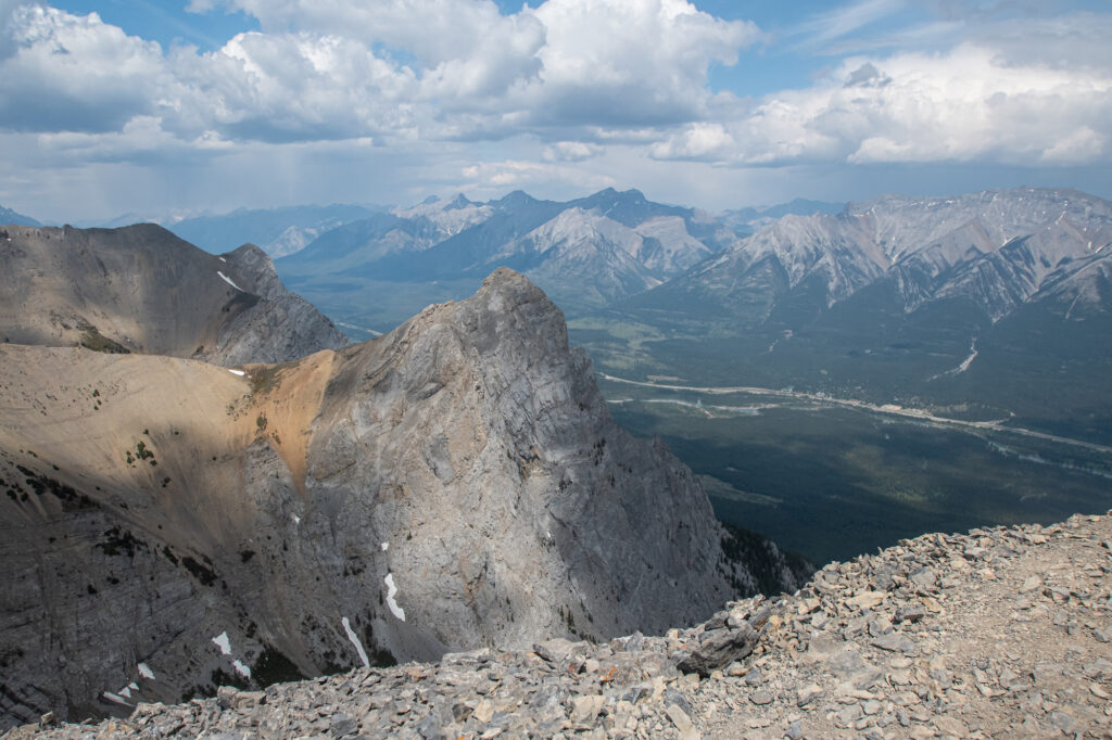 views of Kananskis mountains with jagged peaks at EEOR summit