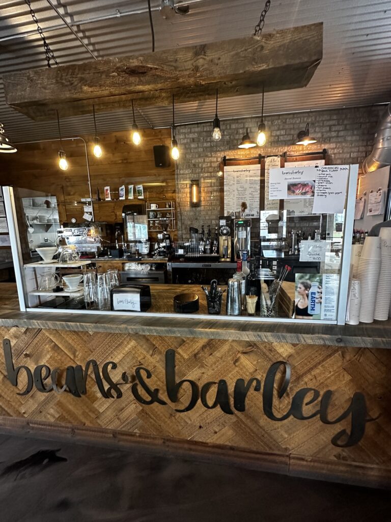 Beans & Barley coffee shop with the menu