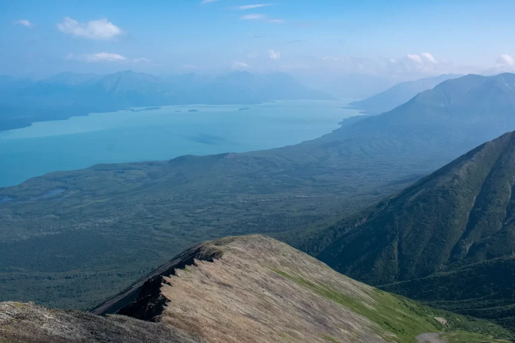 summit of tanalian mountain with lake views