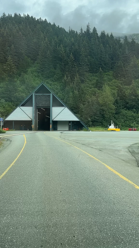 Whittier Tunnel in the mountain side
