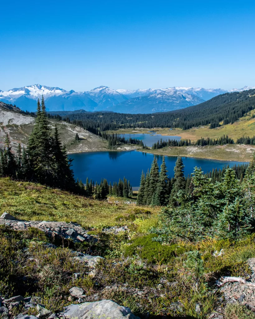 two lakes under a mountain